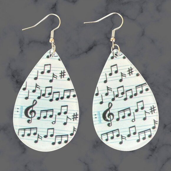 Music Note Teardrop Earrings Lightweight Dangle Jewelry Theater Music Gift - Picture 1 of 8